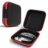 EAZY CASE Universal Tasche für In-Ear Kopfhörer mit Netzfach - Hardcase Aufbewahrungsbox, Schutztasche mit umlaufenden Reißverschluss, extra klein, eckig, Rot