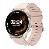 Smartwatch Damen Rosegold, TouchElex 1,2 Zoll AMOLED-Display Fitness Tracker Uhren mit Herzfrequenz, SpO2, Schlafmonitor, Musiksteuerung, 3ATM Wasserdicht Sportuhr Armbanduhren für iOS und Android