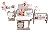 Smoby Toys - Baby Nurse Puppen-Spiele-Station - XXL Puppen-Spielcenter mit Puppenbett, Badewanne & Essbereich (zusammenklappbar) - für Kinder ab 3 Jahren