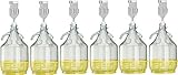 lilawelt24 6 x Set 5L Bügelflasche + Stopfen + Gärröhrchen Weinballon Gärballon Glasflasche Bügelverschluß Gärbehälter