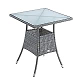 ESTEXO Polyrattan Gartentisch Beistelltisch Rattan Tisch Balkontisch Gartenmöbel Terrassentisch 60x60 cm (Anthrazit-Grau)