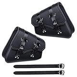 2 Stück Motorrad Satteltaschen Set Universelle Leder Abnehmba Wasserdichte Motorradzubehör Schwarz