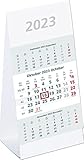 3-Monats-Aufstellkalender 2023 - 10,5x21 cm - 3 Monate auf 1 Seite - mit Kopftafel und Datumsschieber - Mehrmonatskalender - 980-0000