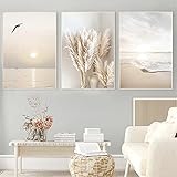 SWECOMZE 3er Poster Set Wohnzimmer - Bilder Deko Schlafzimmer - Sonnenuntergang Strand Stilvolle Wandbilder - ohne Bilderrahmen (30 x 40 cm)