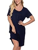 Meaneor Damen Stillnachthemd Kurzarm Geburtskleid Krankenhaus Umstandsnachthemd Stillkleid aus Baumwolle Nachthemd zum Knöpfen Geburtshemd Nachtwäsche für Schwangere und Stillzeit Navy Blau XL