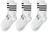 adidas 3 Paar 3-Streifen Cushion Crew Socken, White/White/White, M