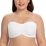 CASOLACE Damen Trägerloser BH - Bügel Bandeau Minimizer BH Ohne Geformte Cups Weiß 85C