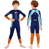 Gogokids Kinder Neoprenanzüge Jungen Thermische Badeanzüge, Rash Guard Einteiler Bademode 2.5mm Neopren Taucheranzug Schnorchelanzug UV 50+, Langarm Grau S