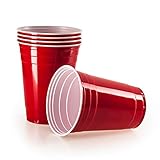 Vivaloo 50 wiederverwendbare Trinkbecher - Bierpongset Red Cups, Rote Beer Pong Becher, Partybecher 473ml 16oz