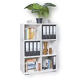 mutatio Regal Weiß Bücherregal Ordnerrega 80,2 cm x 109,5 cm x 35 cm Aktenregal Ordner Aufbewahrung Büromöbel Kombinierbar und Stabil Holzregal Raumteiler Meerzweckregal Büro Standregal