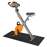 SONGMICS Heimtrainer, Fahrradtrainer, Fitnessbike,zusammenklappbares Fitnessfahrrad, 8 magnetische Widerstandseinstellungen, Pulsmessung, Handyhalterung, bis 100 kg belastbar, orange SXB11OG