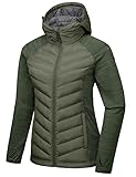 Mapamyumco Damen Warme Wanderjacke Warme Hybridjacke Leichte Atmungsaktive Wärme Grün XL