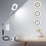 Leselampe Buch Klemme, 24 LED klemmlampe bett, dimmbare Klemmleuchte led nachttischlampe mit 3 Farbmodi 10 Heilligkeit, 360°Flexibler Schwanenhals, USB klemmleuchte bett mit stecker 12W (Silber)