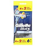 Gillette Blue 3 Smooth Einwegrasierer Männer, 6 Rasierer mit 3-fach Klinge