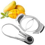 ZSMJAER Set of 2 Mangoschneider mit Fruchthalter, Spalter Edelstahl, Mango Schneider, Passt für Alle Gängigen Mangos, Exotische Früchte, Edelstahl Entkernerklingen 2 Klinge