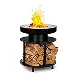 Blumfeldt Savage 2.0 Feuerschalen-Grill - 2-in-1 Feuerschale & BBQ-Grill, Ring of Fire BBQ Ledge: 12,5 cm breiter Edelstahl-Bratring, Feuerschale: Ø 56 cm / 30 cm mit Bratring, Wood Stock, schwarz