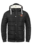 Blend Frederico Herren Winter Jacke Steppjacke Winterjacke gefüttert mit Kapuze und Teddy-Futter, Größe:M, Farbe:Black (70155)