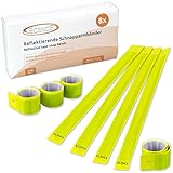 ECENCE 8X Schnapparmband Reflektorband Sicherheitsband Klatscharmband reflektierend Neon für Kinder Erwachsene Jungen und Mädchen im Set zum Fahrrad Fahren Laufen oder Joggen 32,2x3cm