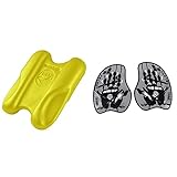 arena Unisex Schwimmbrett Pullkick, Yellow, one Size, 95010 & Unisex Schwimm Wettkampf Trainingshilfe Hand Paddle Vortex (Ergonomisch, Für Kraft- und Techniktraining), Silver-Black (15), M