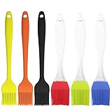 6 Stück Silikon Backpinsel, FineGood Lebensmittelqualität hitzebeständig Öl Butter Backpinsel für BBQ Grill Kochen Backen – Orange, Schwarz, Gelb, Rot, Blau, Grün