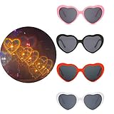 Yulefly Heart Effect Glasses Spezialeffektbrillen 4pcs 4 Farbe Romantische Herz Brille Effekt interessant Lichtbeugungsbrille 3D Heart Diffraction Glasses Herzförmige Sonnenbrille für Bar Nachtclub