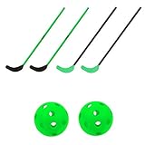 TOOLZ Hockeyschläger Set Kinder - Hockeyset mit 4 Hockey Schlägern (70cm lang) + 2 Hockeybällen - Ideal für Straßenhockey oder Hallenhockey Indoor und Outdoor geeignet