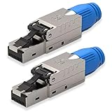 NEXMEX Netzwerkstecker 2X Cat 8 werkzeuglos Geschirmt 40Gbit/s RJ45 LAN UTP 2000MHz Kabel Stecker CAT8 ohne Werkzeug Crimpstecker CAT8.1 werkzeugfrei für Verlegekabel DSL Patchkabel Netzwerkkabel