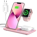 Kabelloses Ladegerät, Ladestation Apple Watch und iPhone, 18w Faltbarer 3 in 1 Wireless Charger, Kompatibel mit iPhone 13/12/11/Pro/Xs/Xs Max/Xr/X/Se/8/8 Plus/iWatch 7/6/5/4/3/2 Airpods 3/2/Pro