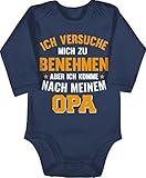 Shirtracer Statement Sprüche Baby - Ich versuche Mich zu benehmen Aber ich komme nach Meinem Opa orange - 3/6 Monate - Navy Blau - Baby Strampler Opa - BZ30 - Baby Body Langarm