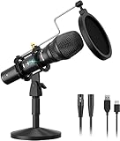 MAONO HD300T USB/XLR Dynamisches Mikrofon mitZero-Latenzüberwachung, Gesangsmikrofon mit Lautstärkeregler, Stoßhalterung und Popfilter