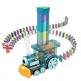 Domino Train Toy Set, 80 Domino Blocks Train Toys, Automatic Pose Domino Train mit Aufklärung und Musik, Bauspiel, Kinderstapelspielzeug