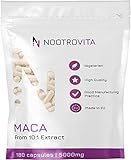 Maca Kapseln Hochdosiert 5000mg - 180 Kaps. - Maca Wurzel 10:1 Extrakt aus Peru | Vegan, Keine Künstlichen Füllstoffe | Hergestellt in ISO-Zertifizierten Betrieben | Nootrovita