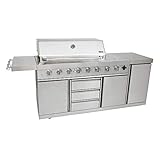 Mayer Barbecue ZUNDA Gasgrill MGG-362 Extreme 2 Outdoorküche, 6 Hauptbrenner, 1 Backburner, 1 Seitenbrenner, Edelstahl, Grillfläche 95 x 45 cm, inkl. Schutzhülle