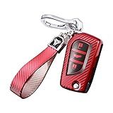 Wooauto Autoschlüsselhülle Schutzhülle Smart Car Key Case Protector mit Schlüsselbund TPU Keyless Key Fob Case Holder Protector kompatibel mit Corolla Smart Car Key Case Protector Schutzhülle,rot