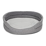 SuperKissen24. Hundebett für Kleine Mittel und Große Hunde oder Katze- Waschbar Hundekissen - Oeko-TEX-Zertifikat - Wasserdicht Hundesofa - Oval - 48 cm x 42 cm - Flachs Grau