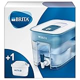 BRITA Wasserfilter-Station Flow inkl. 1 MAXTRA+ Filterkartusche – XXL Tischwasserfilter mit Zapfhahn reduziert Kalk, Chlor und leitungsbedingt vorkommende Metalle wie Kupfer & Blei im Leitungswasser