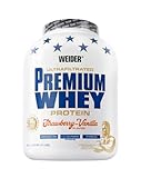 Weider Premium Whey Protein Pulver, hochwertiges Eiweißpulver mit Whey Isolat zum Muskelaufbau mit hohem Anteil an EAA, BCAA und freiem L-Glutamin, perfekte Löslichkeit – Erdbeer-Vanille, 2,3kg