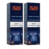 2 x NO HAIR CREW Enthaarungscreme für den Körper – gründliche und sanfte Haarentfernung für Männer, 200 ml (Set 2 x 200 ml)