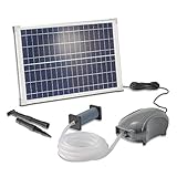 Solar Teichbelüfter PowerStone Professional - 25W Solarmodul 500 l/h Luft - extragroßes Solarmodul für beste Funktion - massiver Ausströmer plus 5m Schlauch - Teich Belüftung, esotec 101897