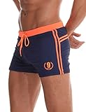 Arcweg Badehose Herren Eng Kurz Badeshorts mit Tunnelzug Schwimmhose Wassersport Kurze Hose UV Schutz Jungen Schwimmwear Schulschwimmen (Orange, L)