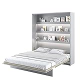 MEBLINI Schrankbett Bed Concept - Wandbett mit Lattenrost - Klappbett mit Schrank - Wandklappbett - Murphy Bed - Bettschrank - BC-13 - 180x200cm Vertikal - Grau Matt