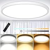 Led Deckenleuchte Dimmbar mit Fernbedienung, Rund Flach Deckenlampe Schlafzimmer 18W 1600LM IP44 2.4cm Ultra Dünn Led Panel Deckenleuchte für Wohnzimmer Küche Kinderzimmer Badezimmer Balkon, 30cm