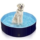 Hundepool Faltbarer Schwimmbecken für Große & Kleine Hunde, Hundebadewanne PVC mit Rutschfester Unterseite, Robust und Sicher, Planschbecken Swimmingpool Kinderpool für Drinnen & Draußen, 120 x 30 cm