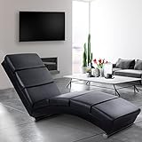 MIADOMODO® Relaxliege - Ergonomisch, Gepolstert, 154x51x73cm, Kunstleder, Schwarz - Wohnzimmer Relaxsessel, Liegestuhl, Liegesessel, Loungesessel, Sesselliege, Sofaliege, Polsterliege, Chaiselongue