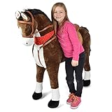 Pink Papaya Giant XXL Kinder Spielpferd zum Reiten Herkules125 cm | Plüschpferd | Fast lebensgroßes Pferd zum Reiten für Kinder | Stehpferd bis 100kg belastbar mit Sounds