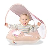 JMUNG Baby-Schwimmschwimmer mit Baldachin Aufblasbarer Baby-Schwimmschwimmer SPF50+ Sonnenschutz Kleinkind-Schwimmring Baby-Badeschwimmer Säuglings-Pool-Ring (Color : Pink, Size : S)