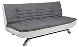 AC Design Furniture Jasper Bettcouch, B: 196 x H: 91 x T: 96 cm, Grau/Weiß, Stoff/PU/Chrom