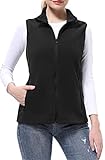 DAFENP Damen Weste Fleece Outdoor Fleeceweste Winter Warm Gefüttert Winddicht Ärmellos Jacke mit Reißverschlusstaschen MJ51041W-Black-L