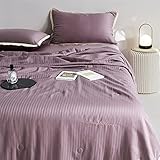 N/A Jacquard Silky Summer Vierteiler Set Tencel Summer Cool Quilt Waschable Klimaanlage dünne Quilt (Color : Purple, Size : 200 * 230cm)