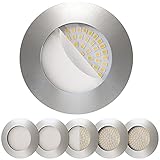 Scandinavian home 6er Set LED Einbaustrahler 60mm - 70mm I Badezimmer geeignet I warmweiß 230V CRI 90 4,8W 450lm 3000K 68mm I Edelstahldesign mit Milchglas I LED Spot Deckeneinbauleuchte flach